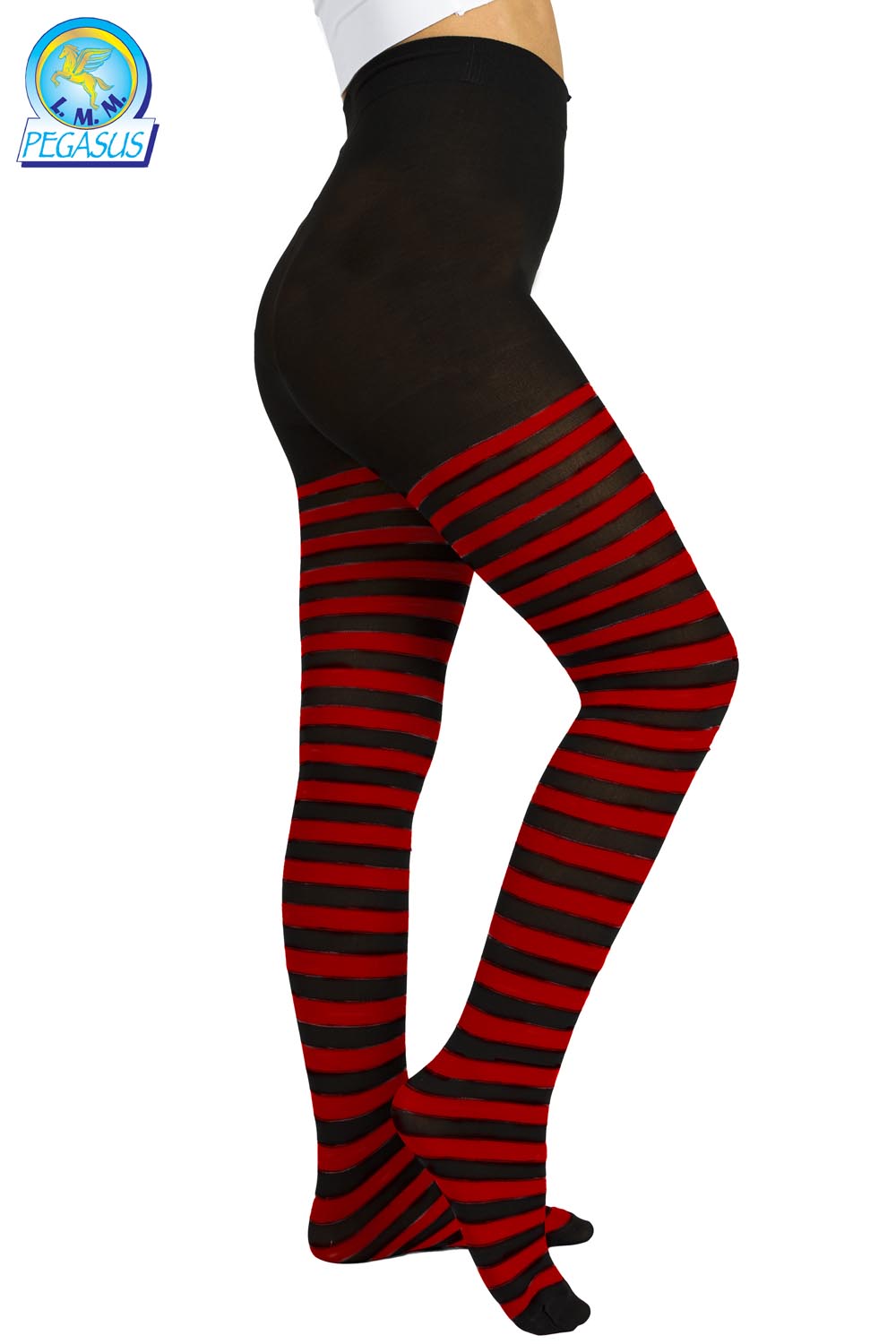 CALZE COLLANT RIGA NERO ROSSO BAMBINA